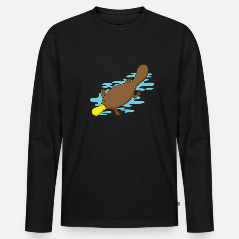 Schnabeltier im Wasser - Männer Premium Bio Langarmshirt - Schwarz