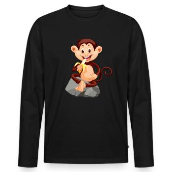 Affe mit Banane süßes Äffchen - Männer Premium Bio Langarmshirt - Schwarz - Vorne - Nico (187cm)