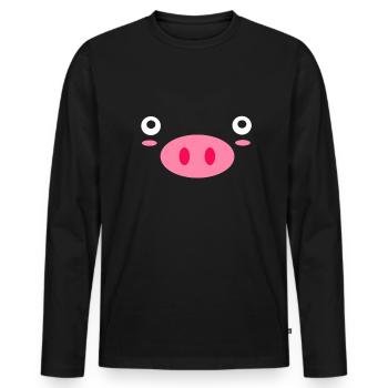 Schneinchen visage cochon doux - T-shirt manches longues Premium bio Homme - noir - Devant - Nico (187cm)