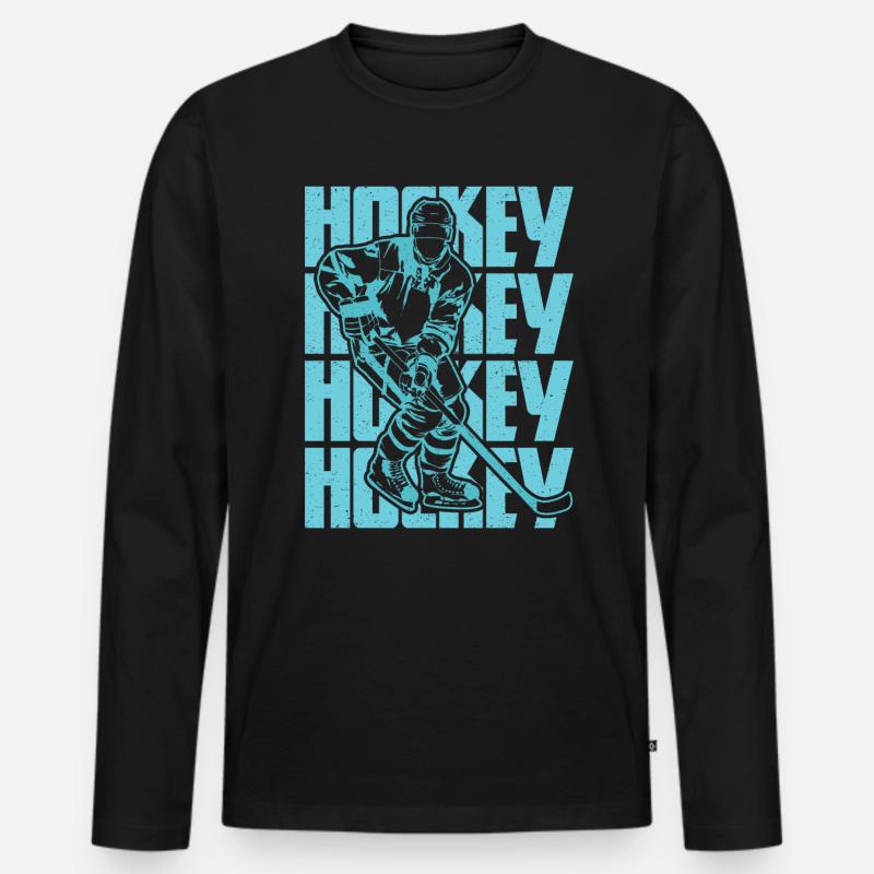 Hockey ist Leidenschaft - Männer Premium Bio Langarmshirt - Schwarz