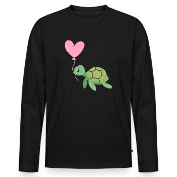 Valentine's Day Turtle Heart Love - Men's Premium Organic Long Sleeve Shirt - black - Front - Nico (187cm)