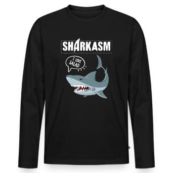 Sharkasm lustiges Sarkasmus und Hai Vegetarier - Männer Premium Bio Langarmshirt - Schwarz - Vorne - Nico (187cm)