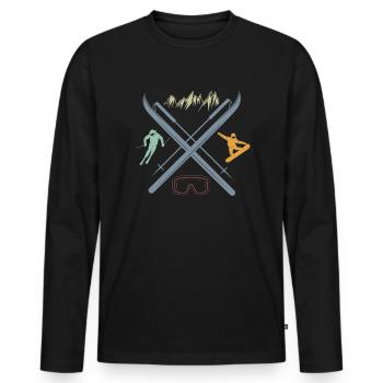 Ski und Snowboard Symbole Wintersport Liebhaber - Männer Premium Bio Langarmshirt - Schwarz - Vorne - Nico (187cm)