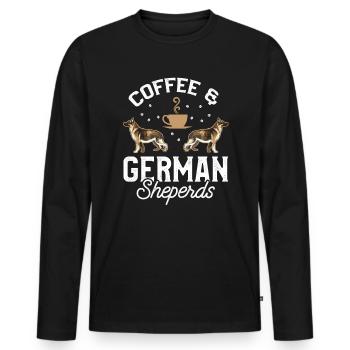 Coffee and german sheperds Coffee and German - Men's Premium Organic Long Sleeve Shirt - black - Front - Nico (187cm)