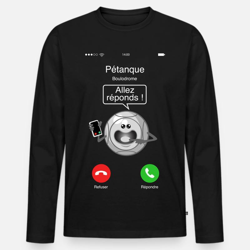 Petanque Anruf - Männer Premium Bio Langarmshirt - Schwarz