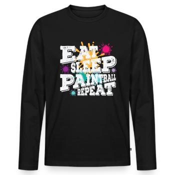 Eat Sleep Paintball Repeat - Men's Premium Organic Long Sleeve Shirt - black - Front - Nico (187cm)