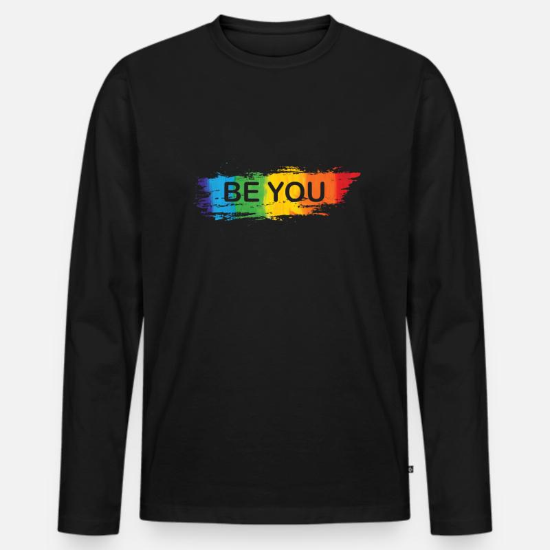 LGBT "Sei du selbst" - Männer Premium Bio Langarmshirt - Schwarz