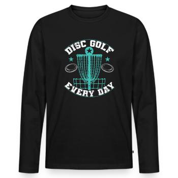 Discgolf everyday Korb Frisbee - Männer Premium Bio Langarmshirt - Schwarz - Vorne - Nico (187cm)