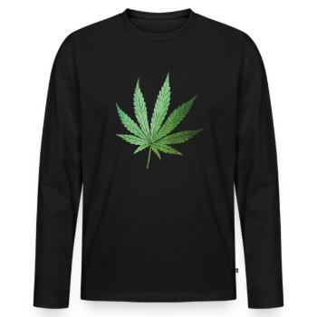 Marijuana Cannabis Feuille - T-shirt manches longues Premium bio Homme - noir - Devant - Nico (187cm)