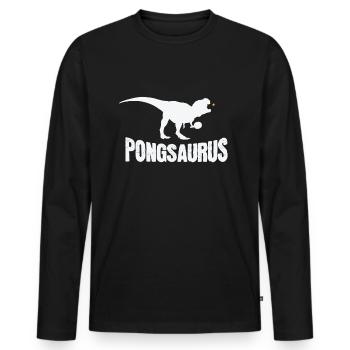 Table Tennis Dinosaur Rex Pongsaurus - Men's Premium Organic Long Sleeve Shirt - black - Front - Nico (187cm)
