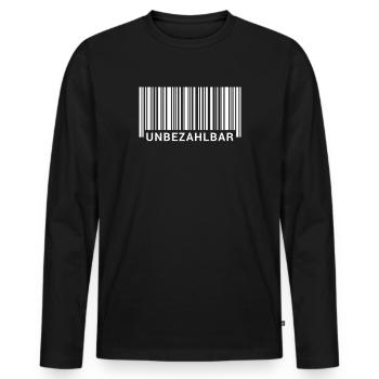 Unbezahlbar Barcode - Männer Premium Bio Langarmshirt - Schwarz - Vorne - Nico (187cm)