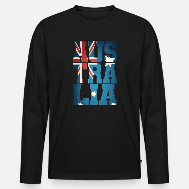 Australien mit Flagge - Männer Premium Bio Langarmshirt - Schwarz