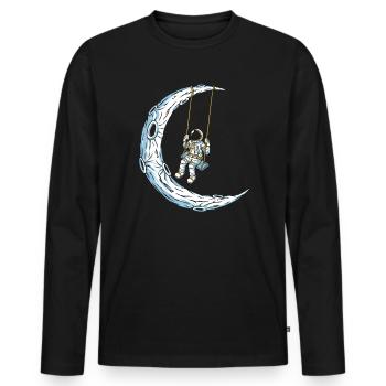 Lune Balançoire - T-shirt manches longues Premium bio Homme - noir - Devant - Nico (187cm)