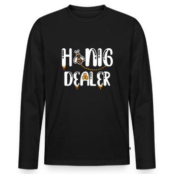 Miel Dealer - T-shirt manches longues Premium bio Homme - noir - Devant - Nico (187cm)
