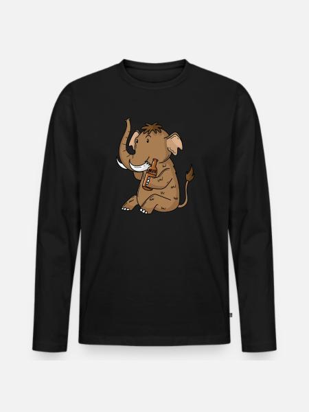 Mammoth with a beer - Men's Premium Organic Long Sleeve Shirt - black
