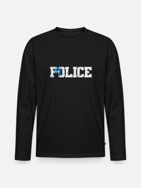 Polizeimarke Police - Männer Premium Bio Langarmshirt - Schwarz
