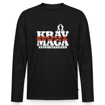 Krav Maga Self-Defense Melee - Men's Premium Organic Long Sleeve Shirt - black - Front - Nico (187cm)