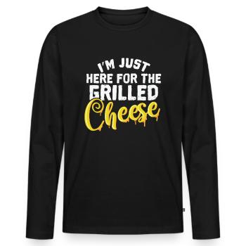 Fromage I’m Just Here For The Grilled Cheese - T-shirt manches longues Premium bio Homme - noir - Devant - Nico (187cm)