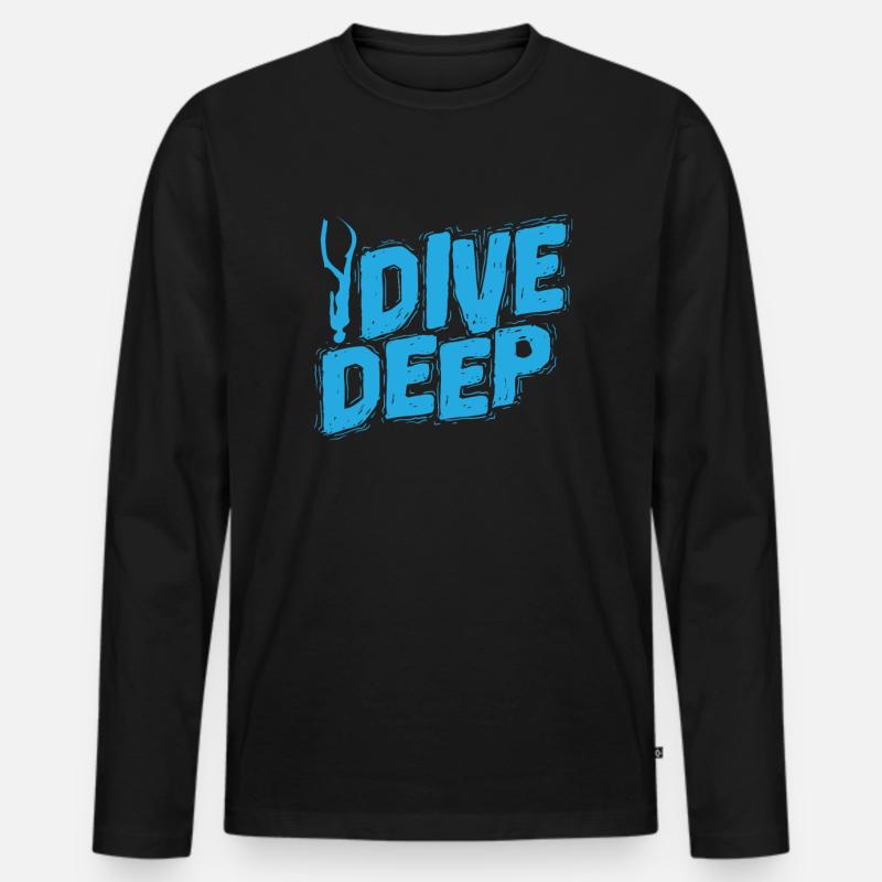 Apnoetaucher Dive Deep - Männer Premium Bio Langarmshirt - Schwarz