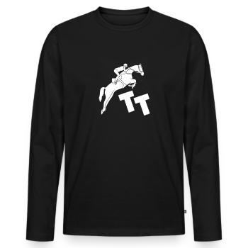 Springreiten Reiter und Reiterin Turniertrottel - Männer Premium Bio Langarmshirt - Schwarz - Vorne - Nico (187cm)