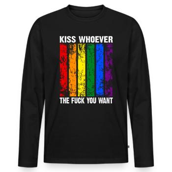 kiss whoever the fuck you want LGBTQIA+ Regenbogen - Männer Premium Bio Langarmshirt - Schwarz - Vorne - Nico (187cm)