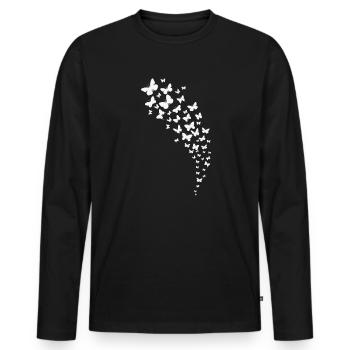 beau essaim papillon - T-shirt manches longues Premium bio Homme - noir - Devant - Nico (187cm)
