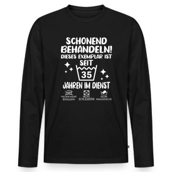 35 Jähriges Dienstjubiläum Firmenjubiläum Geschenk - Männer Premium Bio Langarmshirt - Schwarz - Vorne - Nico (187cm)