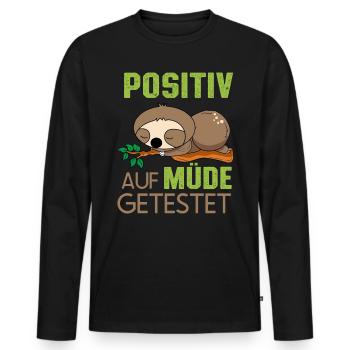 Positiv Getestet auf Müde - Männer Premium Bio Langarmshirt - Schwarz - Vorne - Nico (187cm)