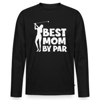 Best Mom By Par Damen Golf Golfspielerin Shirt - Männer Premium Bio Langarmshirt - Schwarz - Vorne - Nico (187cm)