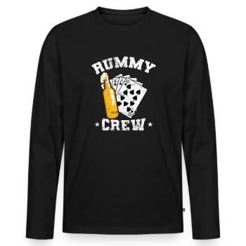 Rummy Crew Hobby Card Game Romme Pik - Men's Premium Organic Long Sleeve Shirt - black - Front - Nico (187cm)