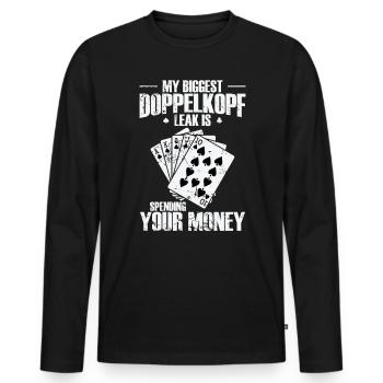Ma plus grande fuite Doppelkopf est de dépenser votre argent - T-shirt manches longues Premium bio Homme - noir - Devant - Nico (187cm)