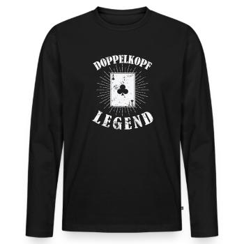 Doppelkopf Legend Kartenspiel Hobby Punkte - Männer Premium Bio Langarmshirt - Schwarz - Vorne - Nico (187cm)