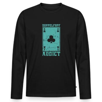 Double Head Addict Card Game Hobby Points - T-shirt manches longues Premium bio Homme - noir - Devant - Nico (187cm)