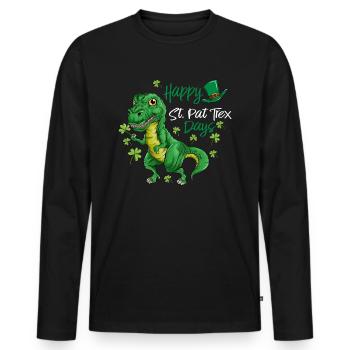 T Rex St.Patrick’s Day Drôle de tenue de vacances - T-shirt manches longues Premium bio Homme - noir - Devant - Nico (187cm)