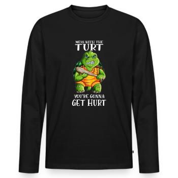 Jouez avec le Turt que vous allez blesser - T-shirt manches longues Premium bio Homme - noir - Devant - Nico (187cm)