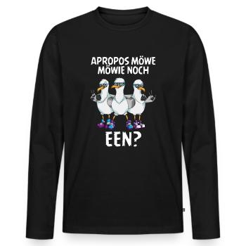 Apropos Möwe Möwie noch een Sabbel nich dat geit - Männer Premium Bio Langarmshirt - Schwarz - Vorne - Nico (187cm)