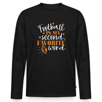 Le football est mon deuxième mot F préféré - T-shirt manches longues Premium bio Homme - noir - Devant - Nico (187cm)