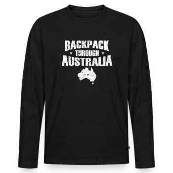 Backpack through Australia Adventure - Men's Premium Organic Long Sleeve Shirt - black - Front - Nico (187cm)