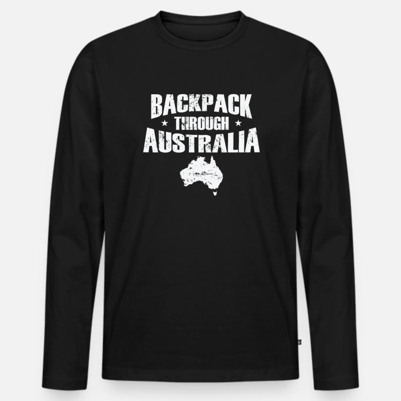 Backpack through Australia Abenteuer - Männer Premium Bio Langarmshirt - Schwarz