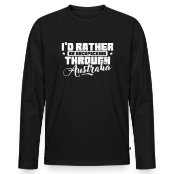 I'd rather Backpacking through Australia - Men's Premium Organic Long Sleeve Shirt - black - Front - Nico (187cm)