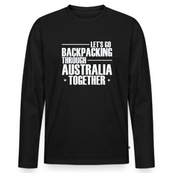 Let's go Backpacking through Australia together - Men's Premium Organic Long Sleeve Shirt - black - Front - Nico (187cm)