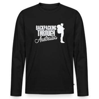Backpacking through Australia Adventure - Men's Premium Organic Long Sleeve Shirt - black - Front - Nico (187cm)