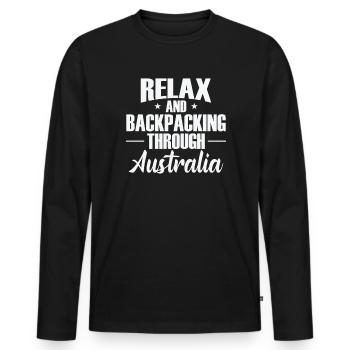 Relax and Backpacking through Australia Freedom - Men's Premium Organic Long Sleeve Shirt - black - Front - Nico (187cm)
