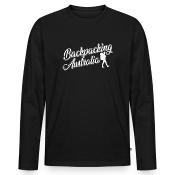 Backbacking Australia Experience Trip - Men's Premium Organic Long Sleeve Shirt - black - Front - Nico (187cm)