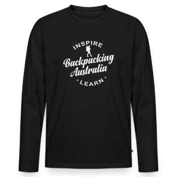 Inspire Backpacking Australia Learn Trip - Men's Premium Organic Long Sleeve Shirt - black - Front - Nico (187cm)
