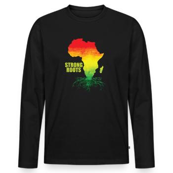 Strong Roots Land Kontinent Afrika Karte - Männer Premium Bio Langarmshirt - Schwarz - Vorne - Nico (187cm)