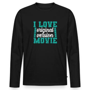 J’adore la traduction de films en version originale - T-shirt manches longues Premium bio Homme - noir - Devant - Nico (187cm)