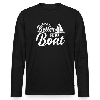 La vie est meilleure sur un bateau de sport de voilier - T-shirt manches longues Premium bio Homme - noir - Devant - Nico (187cm)