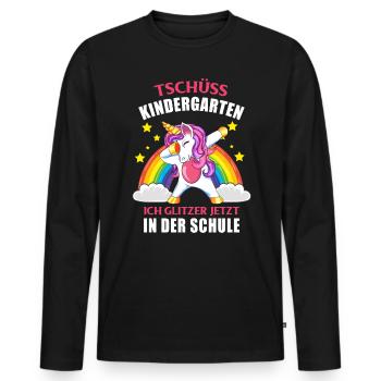 Tschüss Kindergarten Ich Glitzer in der Schule - Männer Premium Bio Langarmshirt - Schwarz - Vorne - Nico (187cm)