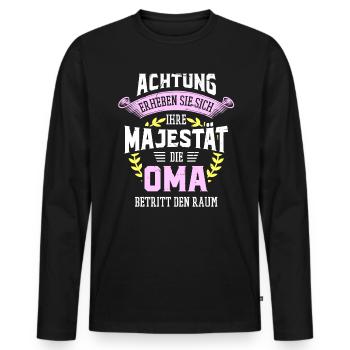 Die Majestät die Oma betritt den Raum Großmutter - Männer Premium Bio Langarmshirt - Schwarz - Vorne - Nico (187cm)
